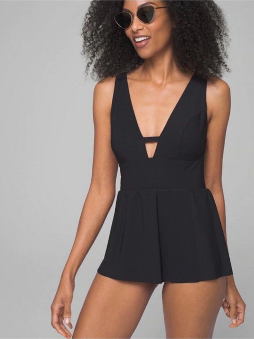 Amoressa Panther Carolina Women’s Black One-Piece Swimdress – V-Neck NWOT